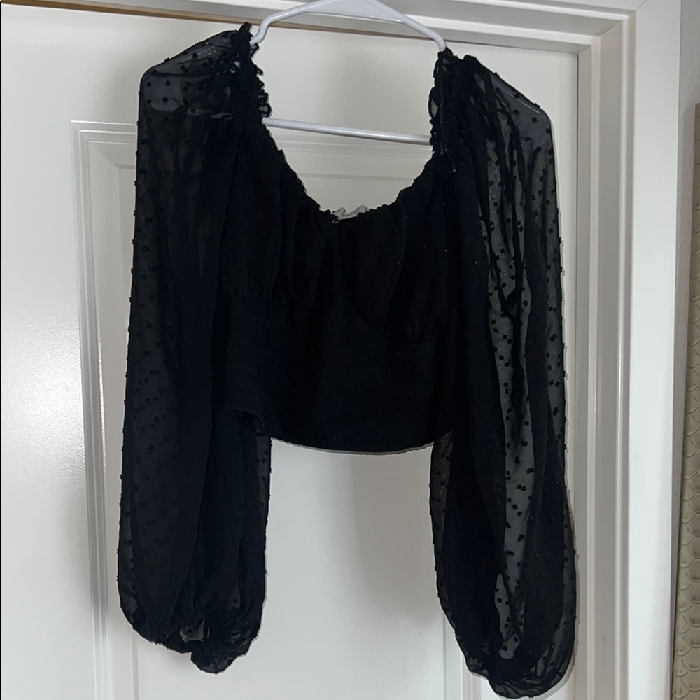 Black Sheer Sleeve Top